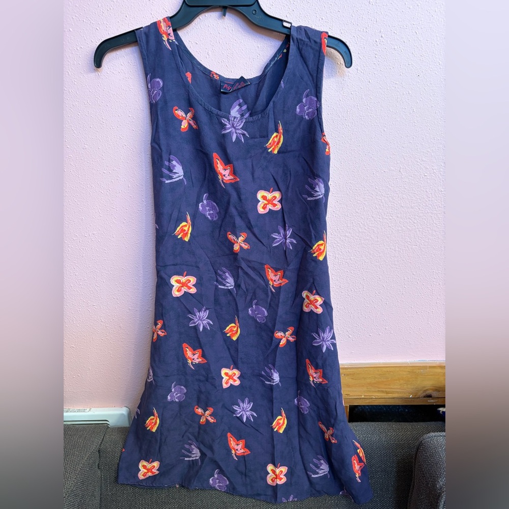 Vintage 90’s Purple Floral Dress With Tie Size 40